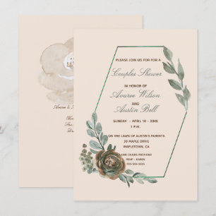 Invitación Ducha de matrimonio Sage Green y Rubor Couples