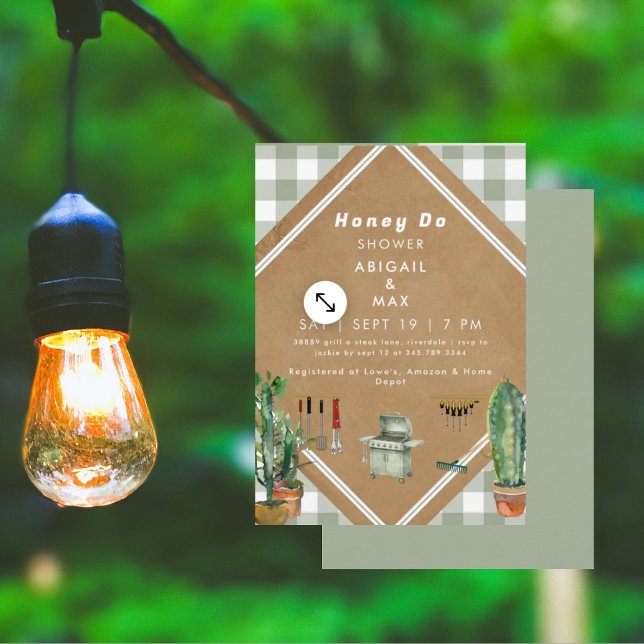 Invitación Ducha de miel de gingham salvia (Subido por el creador)