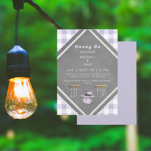 Invitación Ducha de Miel de Lavanda a Cuadros