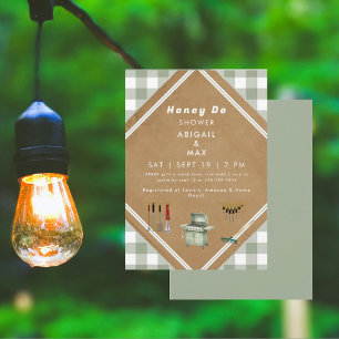 Invitación Ducha de miel Sage Gingham II