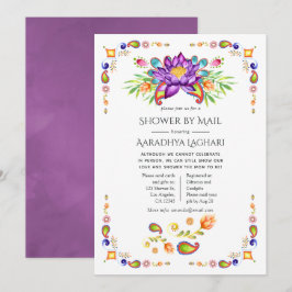 Invitación Ducha de moda floral de paisley indio por correo