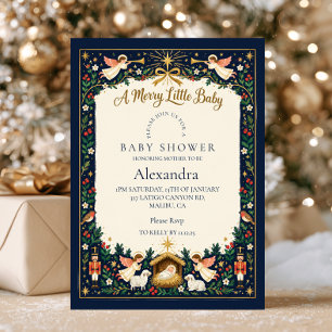 Invitación Ducha de Navy Angels Merry Little Baby