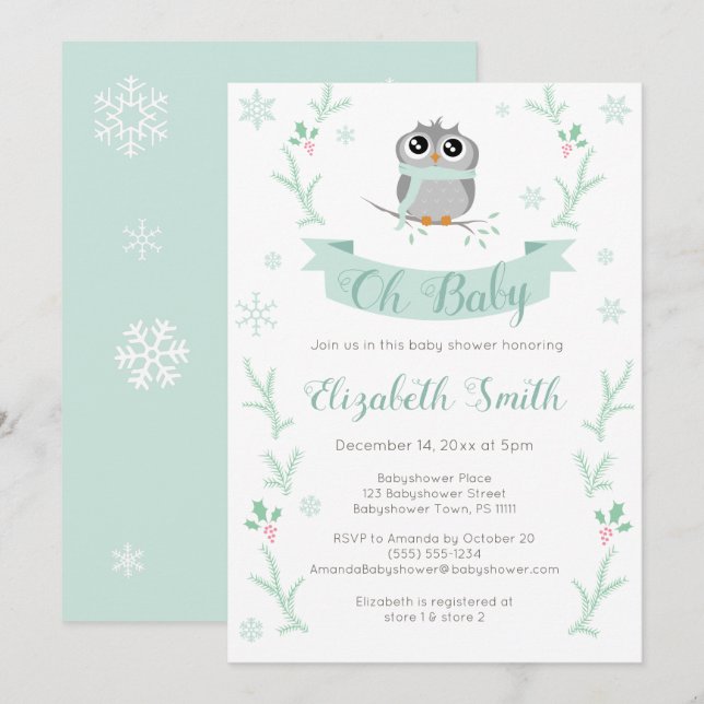 Invitación Ducha de nene de invierno de chile cute neutra de  (Anverso / Reverso)