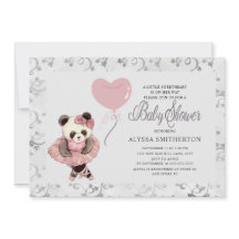 Ducha de niña bebé bailarina con oso panda lindo