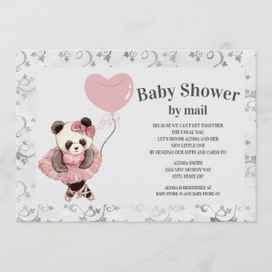 Invitación Ducha de niña bebé bailarina de oso panda lindo PO