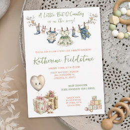 Invitación Ducha de Niña Bebé con un Poco de Ropa de Campo