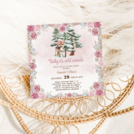Invitación Ducha de Niña Bebé Floral Ciervo