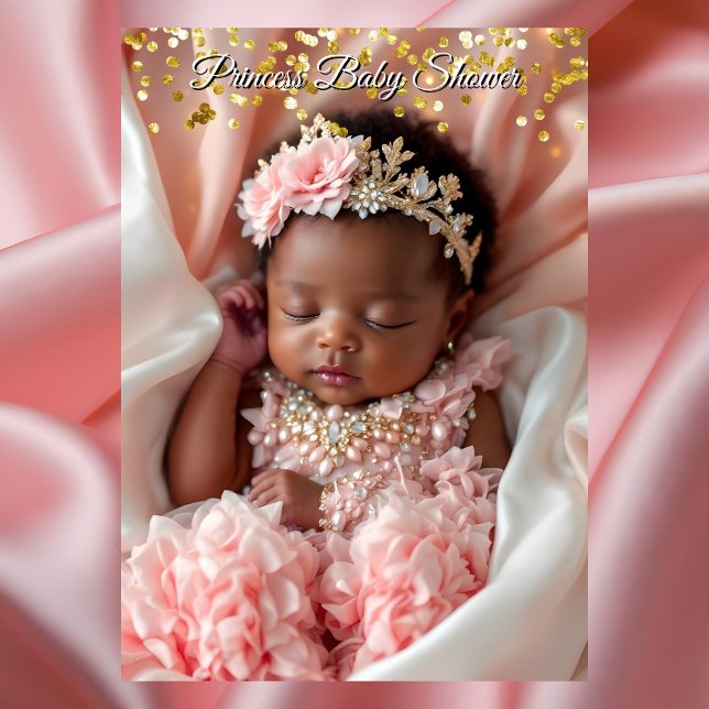 Invitación Ducha de niña bebé oro rosa princesa Étnico (Subido por el creador)