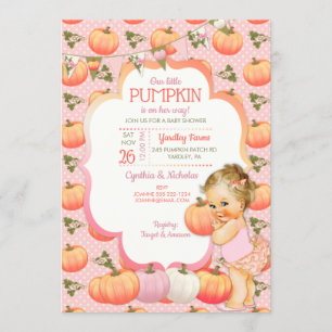 Invitación Ducha de niña calabacita rubia clara