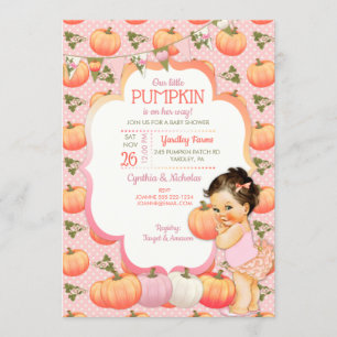 Invitación Ducha de niña pequeña calabaza pelirroja