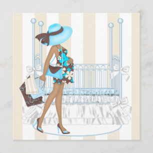 Invitación Ducha de niño azul marrón