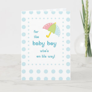 Invitación Ducha de niño bebé, paraguas con puntos azules