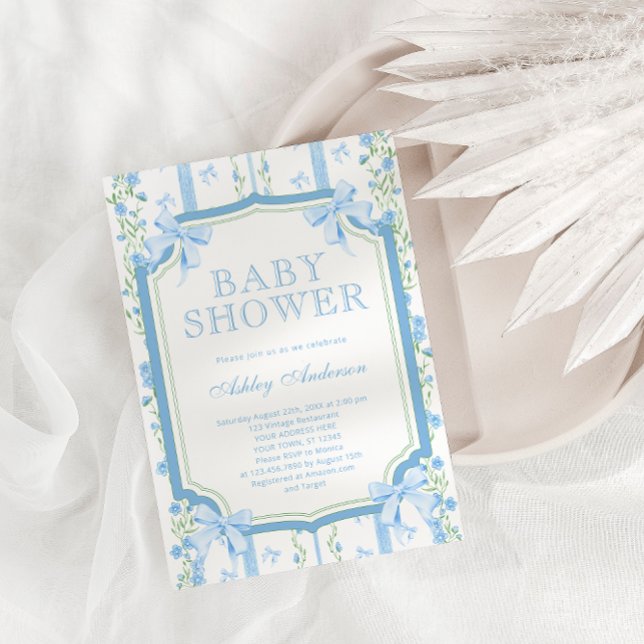 Invitación Ducha de niño con flores dibujada a mano con arco (Subido por el creador)