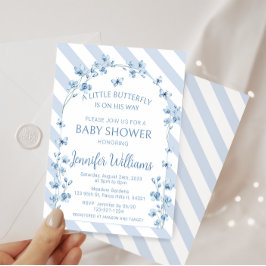Invitación Ducha de niño de bebé florida de mariposa azul
