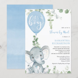 Invitación Ducha de niño de elefante suave por correo