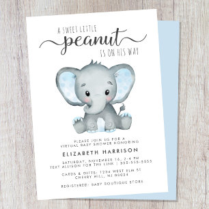 Invitación Ducha de niño pequeño elefante virtual
