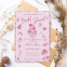 Invitación Ducha de novia a mano de moda con grillo