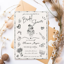 Invitación Ducha de novia a mano de moda con grillo