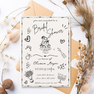 Invitación Ducha de novia a mano de moda con grillo