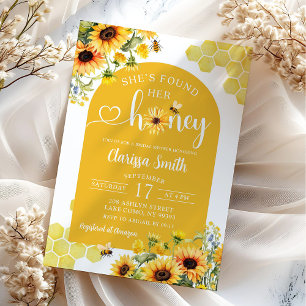 Invitación Ducha de Novia Abeja Girasol Encontró Su Miel