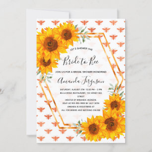 Invitación Ducha de novia abejas girasoles rosa oro blanco