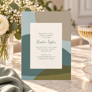 Invitación Ducha de Novia Abstracta Geométrica Verde Salvia y