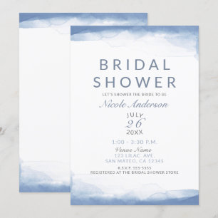 Invitación Ducha de Novia Acuarela Azul de Centaura Polvorien