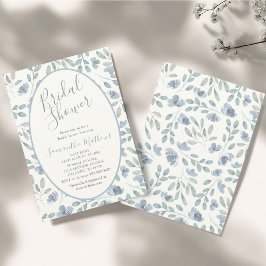 Invitación Ducha de Novia Acuarela Azul Polvoriento Moderno