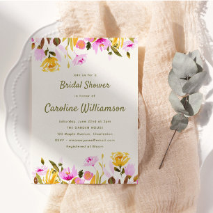 Invitación Ducha de Novia Acuarela de Flor Silvestre Floral R