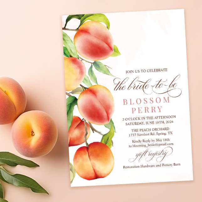 Invitación Ducha de Novia Acuarela de Melocotón (Subido por el creador)