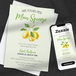 Invitación Ducha de Novia Acuarela Limón de Su Amor Principal