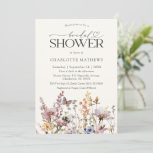 Invitación Ducha de Novia Acuarela Marfil Flor Silvestre