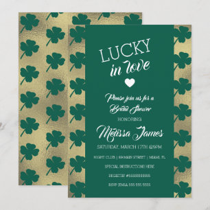 Invitación Ducha de Novia Afortunada de San Patricio Verde Tr
