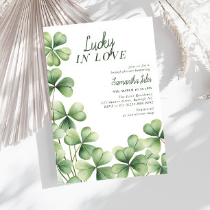 Invitación Ducha de Novia Afortunada en el Amor Verde Trébol