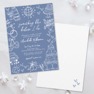 Invitación Ducha de Novia Algo Azul Dibujado a Mano