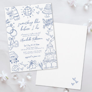 Invitación Ducha de Novia Algo Azul Dibujado a Mano