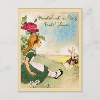 Invitación Ducha de novia Alice y White Rabbit Wonderland