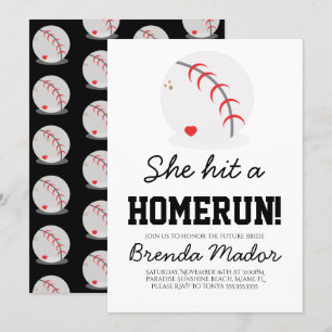 Invitación Ducha de Novia Amantes del Béisbol Deportes Jonrón