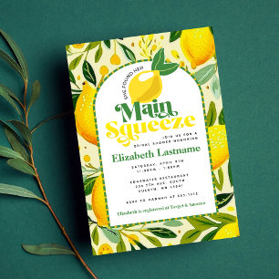 Invitación Ducha de Novia Amarilla Limón Moderna Main Squeeze