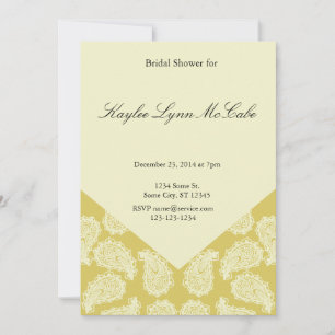 Invitación Ducha de novia amarilla paisley