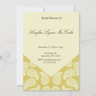 Invitación Ducha de novia amarilla paisley