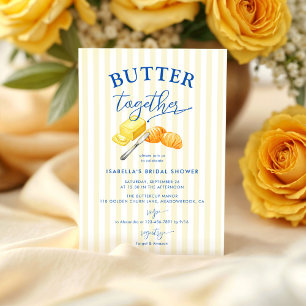 Invitación Ducha de Novia Amarillas Rayas Mantequilla Juntos