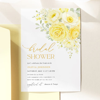 Invitación Ducha de Novia Amarillo Mantequilla Marfil Floral