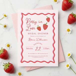 Invitación Ducha de Novia Amor de Fresa Roja Dulce