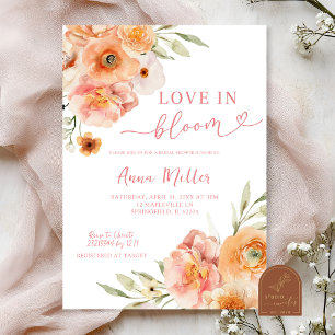 Invitación Ducha de Novia Amor en Flor Rosa Melocotón