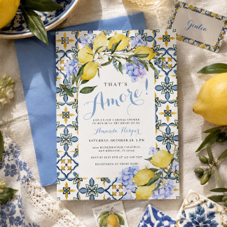 Invitación Ducha de Novia Amore Italiana Limón Mediterránea
