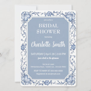 Invitación Ducha de novia antigua de Chinoiserie azul y blanc
