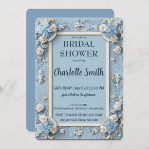 Invitación Ducha de novia antigua de Chinoiserie azul y blanc