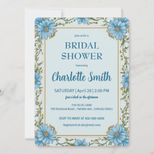 Invitación Ducha de novia antigua de Chinoiserie azul y blanc
