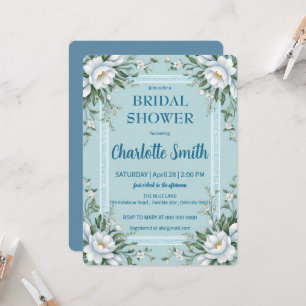 Invitación Ducha de novia antigua de Chinoiserie azul y blanc